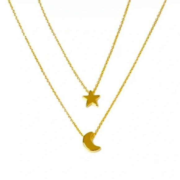 Free - Gold moon and star layered stacked necklace - Picture 1 of 4